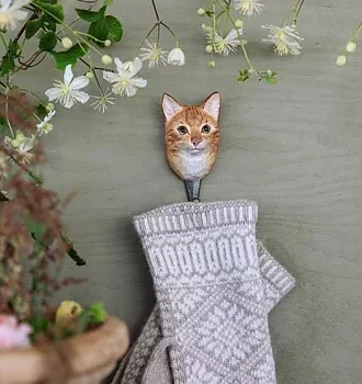 Les patères en bois sculpté - Chat